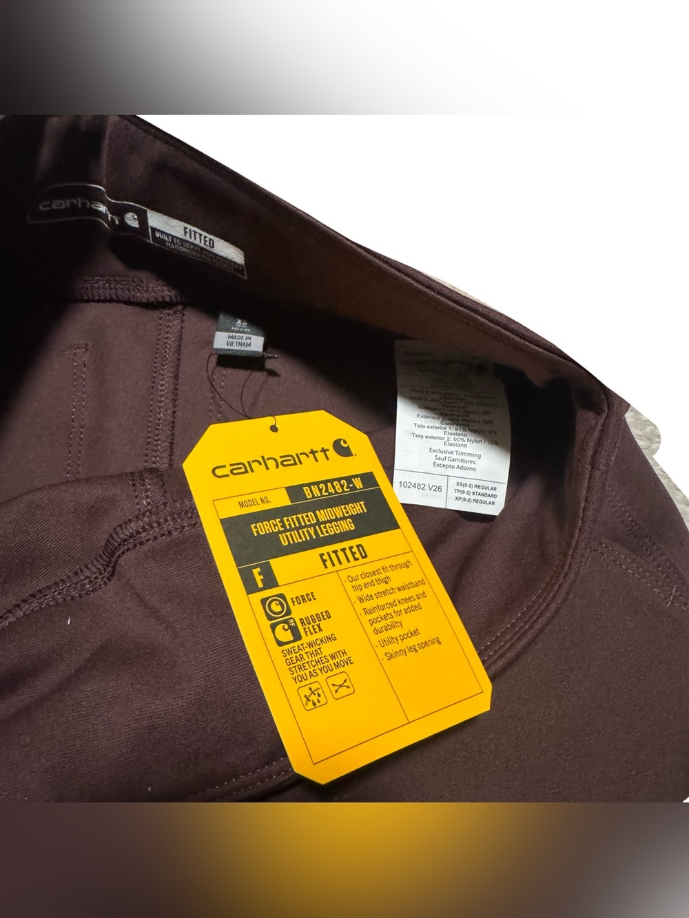 Carhartt Force Midweight Leggings Women's XS Maroon Stretch Utility Pant NWT - Picture 9 of 9
